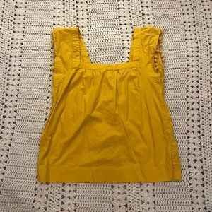 J. Crew Factory Yellow Square Neck Pom Pom Blouse